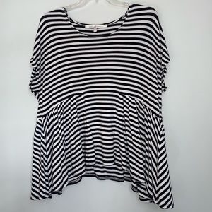 Lovers + Friends Black and White Stripped Blouse